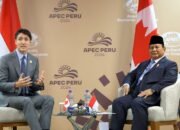 Presiden Prabowo Subianto, melakukan pertemuan bilateral dengan Perdana Menteri Kanada, Justin Trudeau, di sela-sela KTT APEC yang berlangsung di Lima Convention Center (LCC), Peru, Jumat, (15/11/2024) waktu setempat.(Dok. Biro Pers, Media, dan Informasi Sekretariat Presiden)