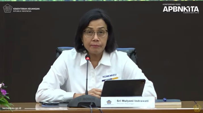 Menteri Keuangan Sri Mulyani saat menyampaikan Konferensi Pers APBN KiTA. (Tangkapan Layar Youtube)