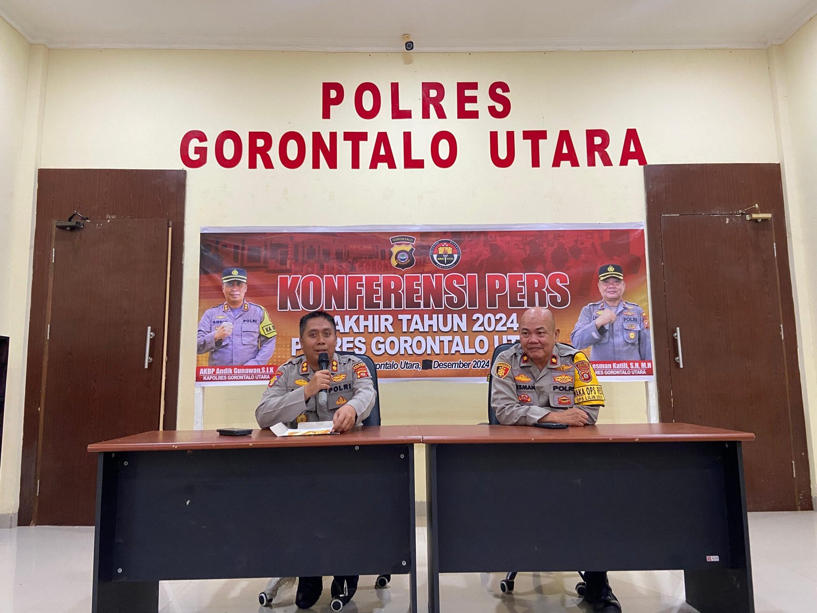 Polres Gorontalo Utara menggelar press release akhir tahun pada penghujung 2024. (Foto: Dani Baderan)