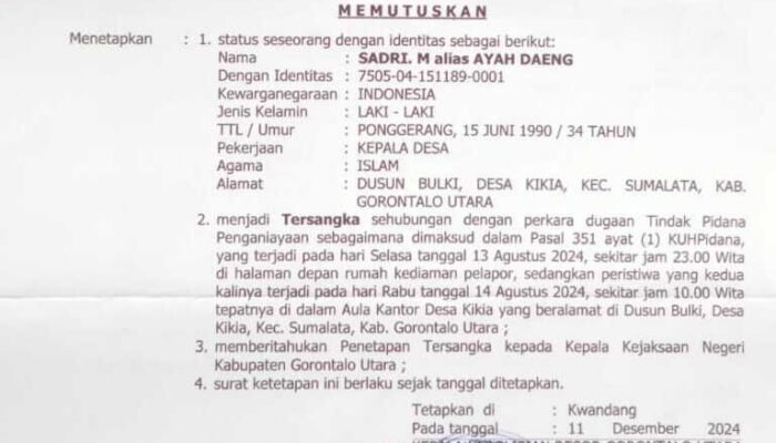 Kades Kikia Resmi Jadi Tersangka Penganiayaan