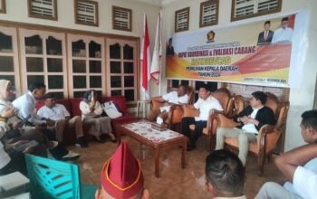 Rapat Evaluasi Pilkada Gorut yang dipimpin langsung Ketua DPD Partai Gerindra Provinsi Gorontalo, Elnino Mohi, Jum’at (13/12/2024). (Foto: Marthen).