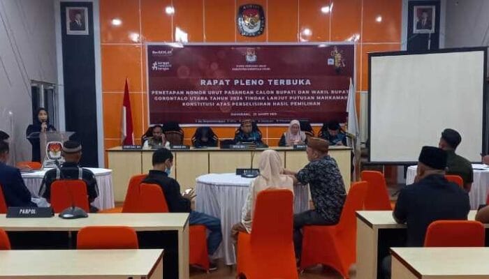 KPU Gorut Gelar Rapat Pleno Terbuka Penetapan Nomor Urut Paslon PSU