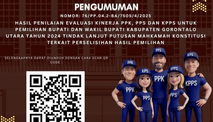KPU Gorut Umumkan Hasil Evaluasi Kinerja PPK, PPS, dan KPPS Pasca Putusan MK