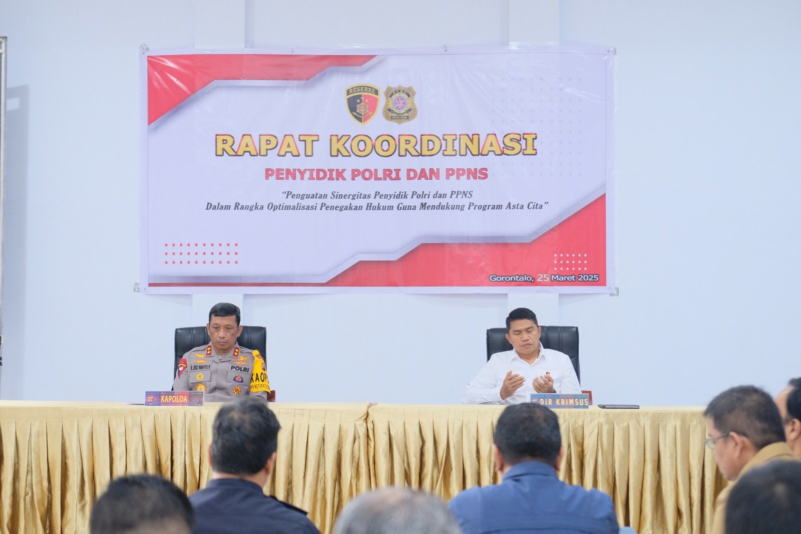 Kapolda Gorontalo Buka Rakor Penyidik Polri dan PPNS untuk Tingkatkan Kualitas Penegakan Hukum (Foto: Humas Polda Gorontalo)