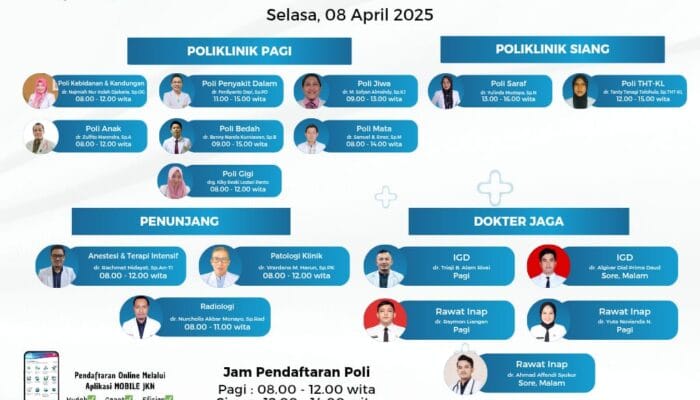 RSUD dr. Zainal Umar Sidiki Umumkan Jadwal Pelayanan Dokter, Selasa 8 April 2025