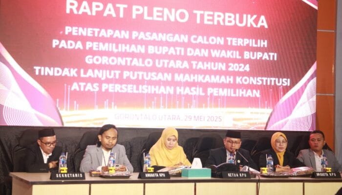 Rapat Pleno KPU Tetapkan Thariq–Nurjana Sebagai Bupati dan Wakil Bupati Gorontalo Utara