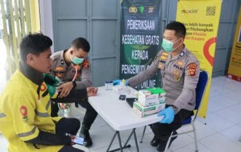 Jelang Hari Bhayangkara ke-79, Polda Gorontalo Layani 544 Pengemudi Ojol Secara Gratis. (Foto: Humas Polda Gorontalo)