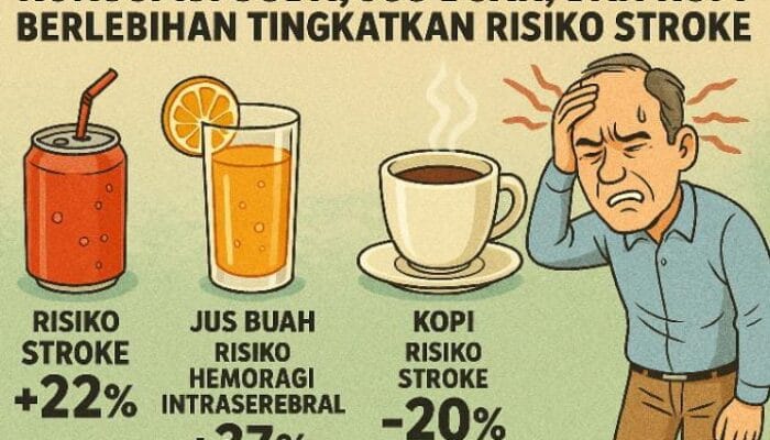 Studi: Konsumsi Soda, Jus Buah, dan Kopi Berlebihan Tingkatkan Risiko Stroke