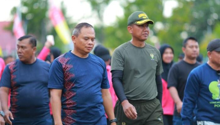 HUT Bhayangkara ke-79, Polres Pohuwato Bersama Forkopimda Gelar Olahraga Bersama