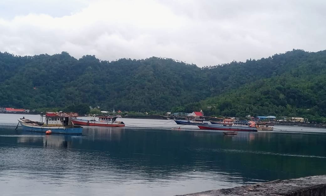 Sejumlah kapal penangkap ikan yang berlabuh di kompleks pelabuhan Tahuna. (Foto: AM. Budiman)