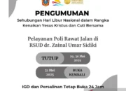 RSUD Zainal Umar Sidiki Tutup Layanan Poliklinik Selama Libur Panjang 29–30 Mei 2025