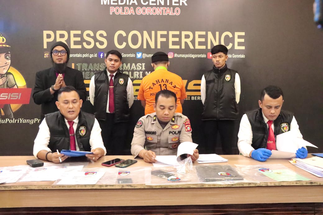 Developer Fiktif Jual Rumah Imajiner, Polda Gorontalo Tahan Frido Rivaldi. (Foto: Humas Polda Gorontalo)
