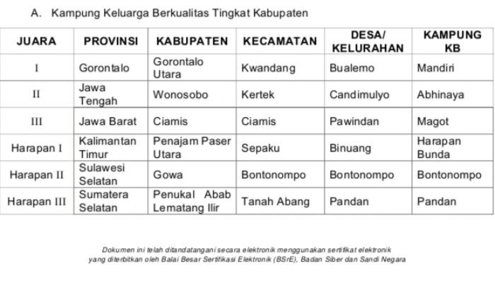 Desa Bualemo Raih Juara I Nasional Kampung Keluarga Berkualitas 2025