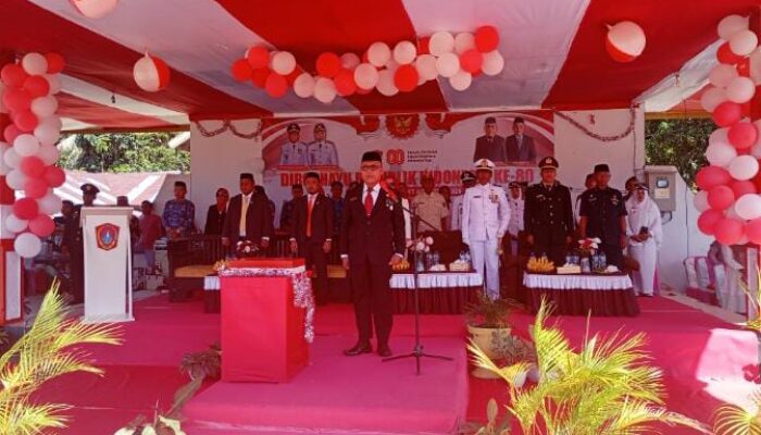 Camat Anggrek Pimpin Upacara HUT RI ke-80 Tingkat Kecamatan di Lapangan Desa Tolongio