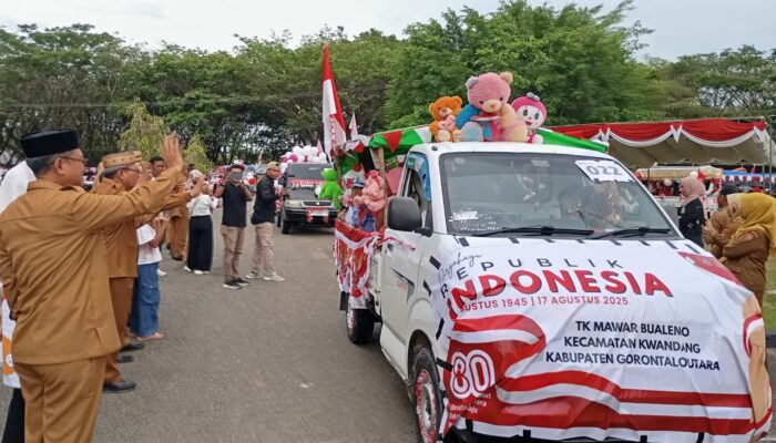 TK Mawar Bualemo Ikut Meriahkan Karnaval Kendaraan Hias Tingkat Kabupaten Gorontalo Utara