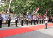 Jajar Kehormatan Sambut Awal Tugas Kapolda Gorontalo Irjen Pol. Widodo. (Foto: Humas Polda Gorontalo)