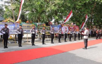 Jajar Kehormatan Sambut Awal Tugas Kapolda Gorontalo Irjen Pol. Widodo. (Foto: Humas Polda Gorontalo)