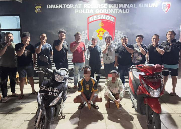 Resmob Polda Gorontalo Tangkap Dua Pelaku Curanmor dalam 24 Jam. (Foto: Humas Polda Gorontalo)