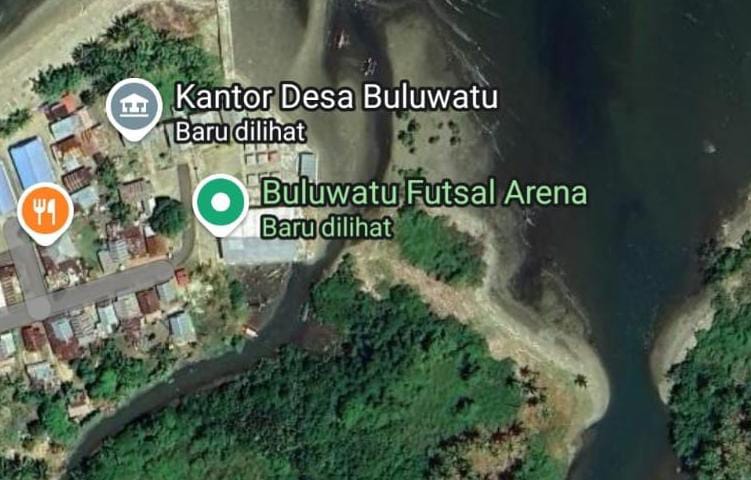 Tangkapan Google Maps pada koordinat pekerjaan normalisasi sungai di Buluwatu. (Foto: GoTimes/Febri)