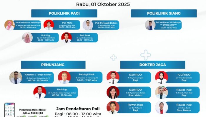 RSUD dr. Zainal Umar Sidiki Umumkan Jadwal Pelayanan Dokter 1 Oktober 2025