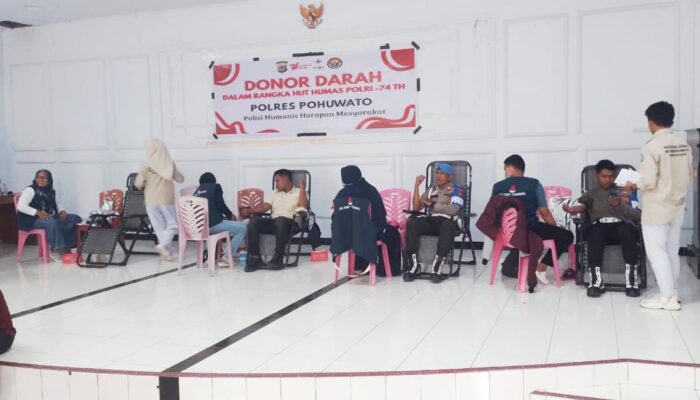 22 Kantong Darah Terkumpul dalam Rangka Semarak HUT Humas Polri ke-74 di Polres Pohuwato 6 22 Kantong Darah Terkumpul dalam Rangka Semarak HUT Humas Polri ke-74 di Polres Pohuwato