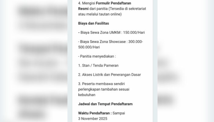 Kisruh Harga Sewa Lokasi UMKM, Panitia Tegaskan Hanya Untuk Skala Menengah Keatas
