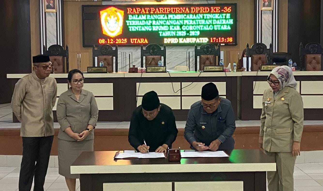 Rapat Paripurna DPRD Gorontalo Utara ke-36 Setujui RPJMD 2025–2029. (Foto: Febri/GoTimes)