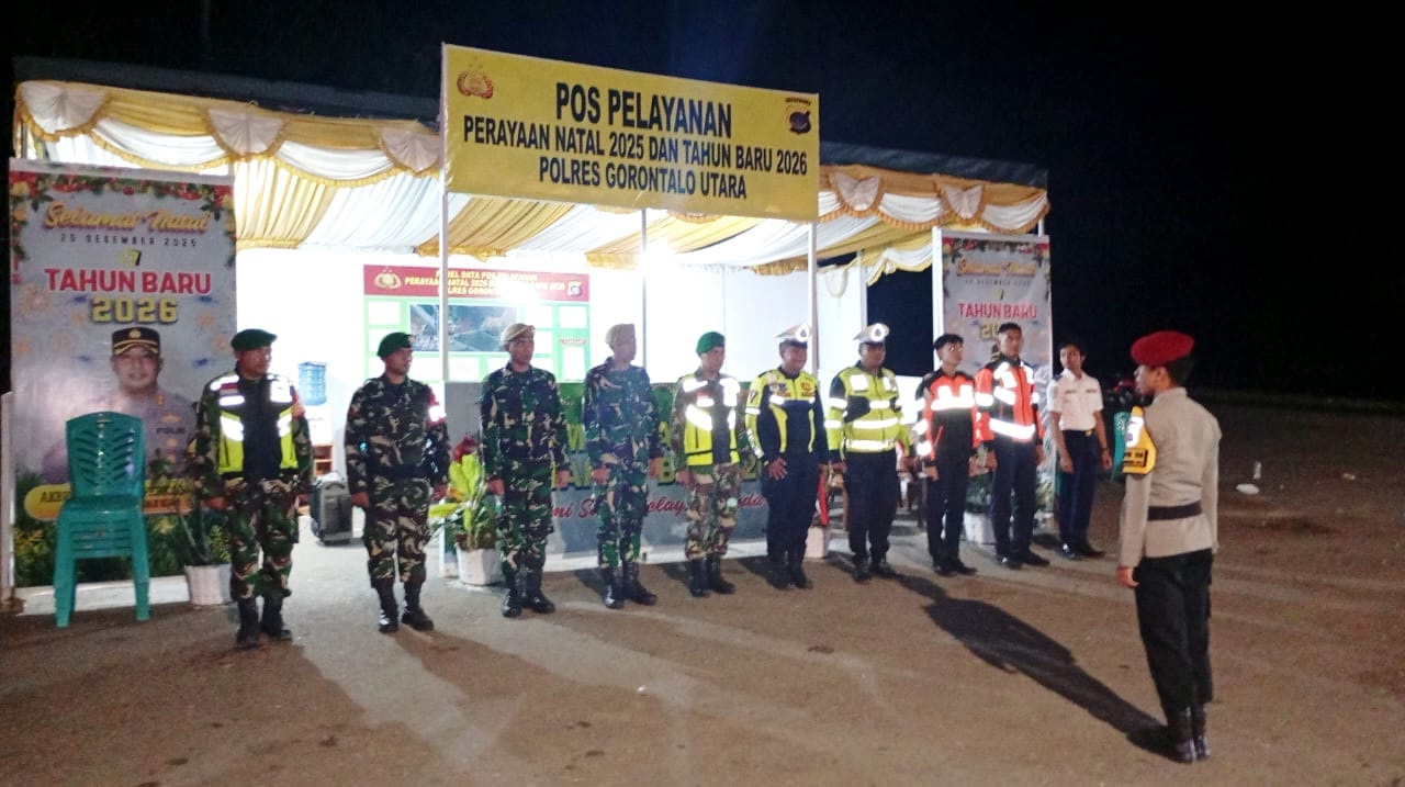Arus Lalu Lintas Lancar pada Malam Pergantian Tahun, Polres Gorontalo Utara Perketat Pengamanan. (Foto: GoTimes/Febri)